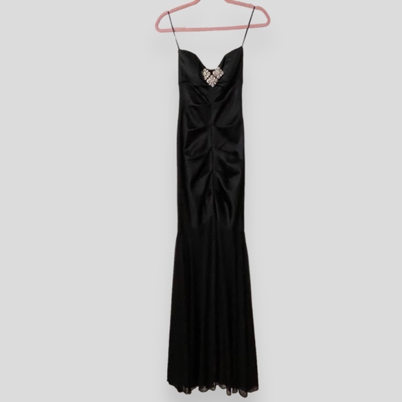 Cache Vintage Glam Black Strapless Maxi Dress with Swarovski Crystals Size 6 - Picture 6 of 10